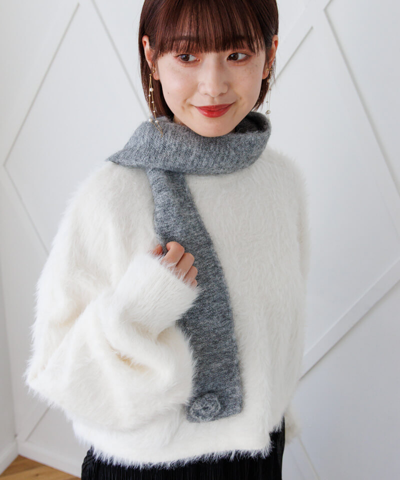 高級レッキスファー ローズモチーフ マフラー 贅沢♡13万でした ふわふわ 梵天 レッキス ファーマフラー レディース リアルファー