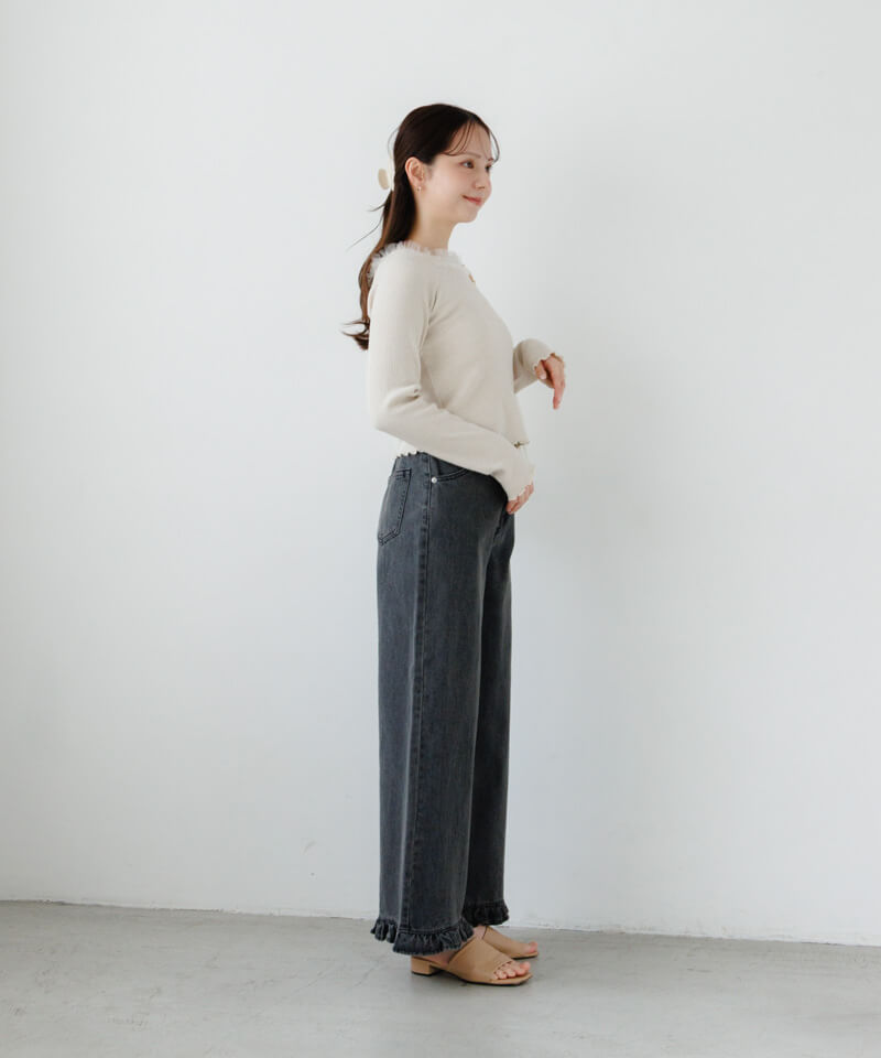 frill denim pants～ﾌﾘﾙﾃﾞﾆﾑﾊﾟﾝﾂ | flower／フラワー公式通販