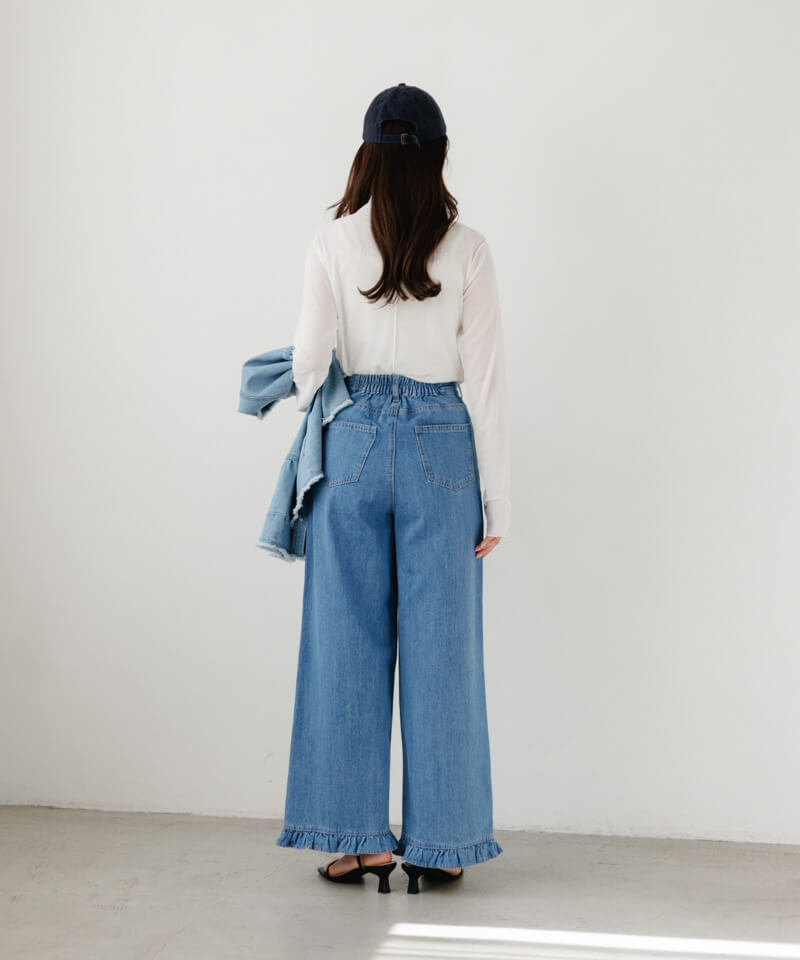 frill denim pants～ﾌﾘﾙﾃﾞﾆﾑﾊﾟﾝﾂ | flower／フラワー公式通販