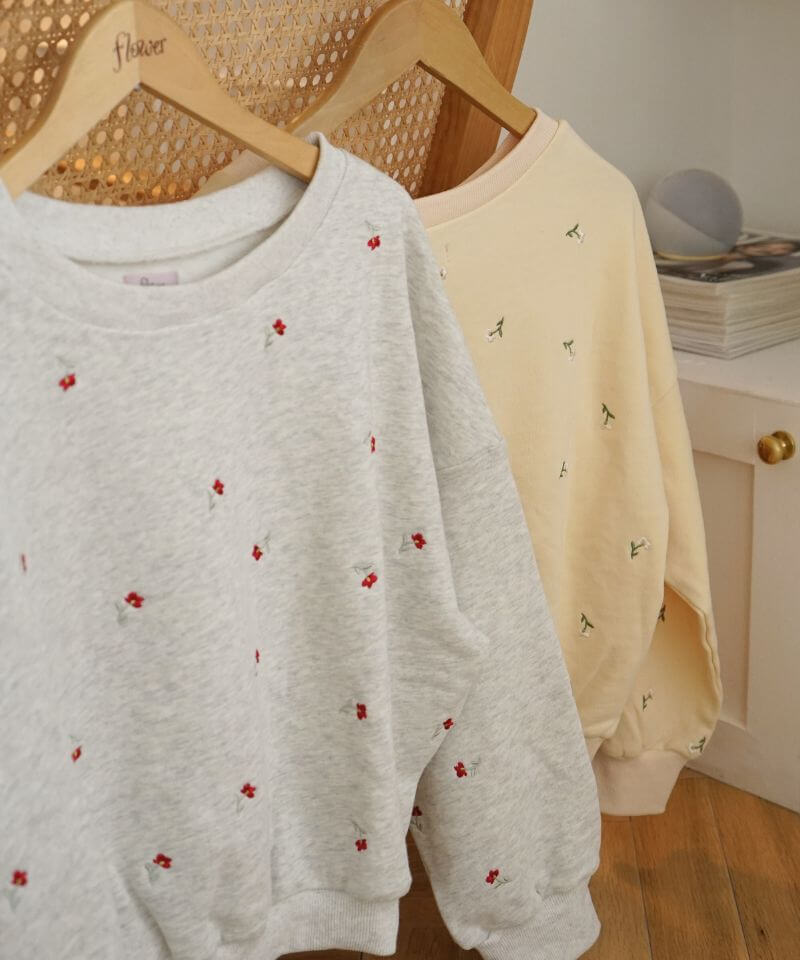 twinkle embroidery sweat～ﾄｩｲﾝｸﾙｴﾝﾌﾞﾛｲﾀﾞﾘｰｽｳｪｯﾄ | flower／フラワー