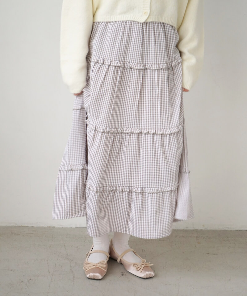 frill gingham skirt～ﾌﾘﾙｷﾞﾝｶﾞﾑｽｶｰﾄ | flower／フラワー公式通販