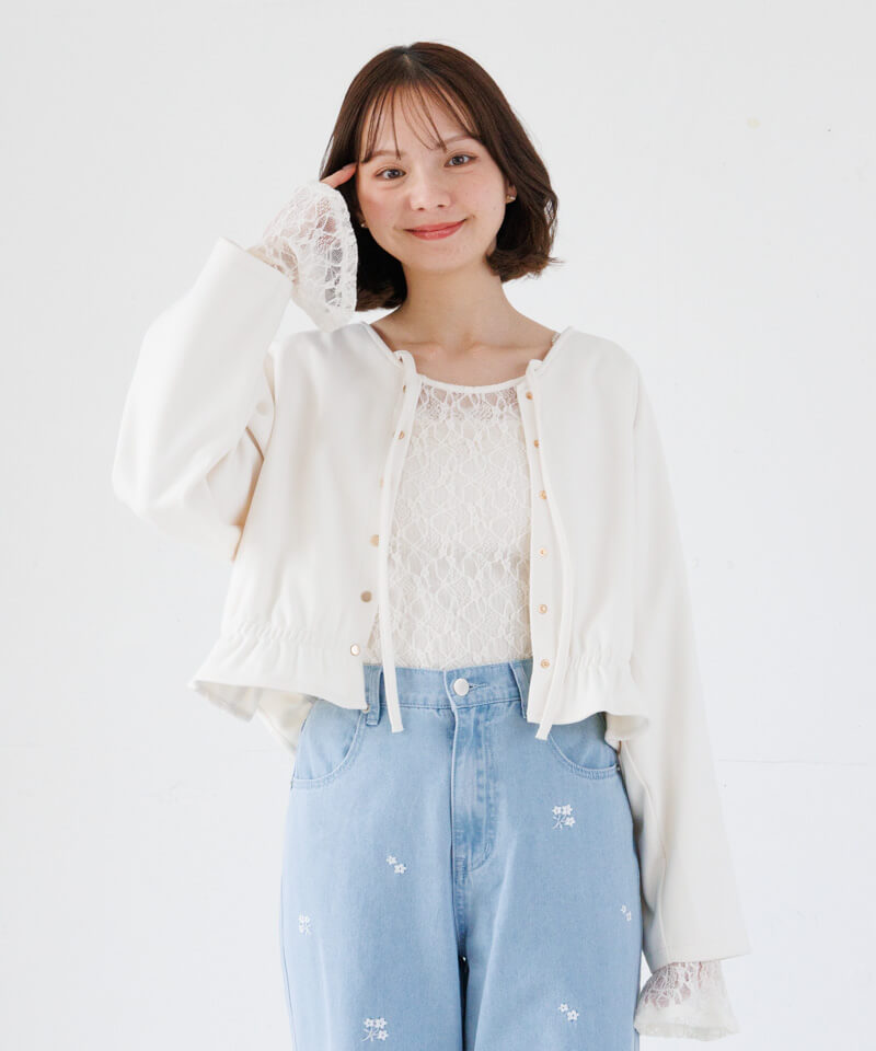 【タグ付・未着用】INGEBORG♪ ホワイト ジャケット　フラワーモチーフ オフ白フラワーモチーフ透かしジャケット - ピンクハウス通販