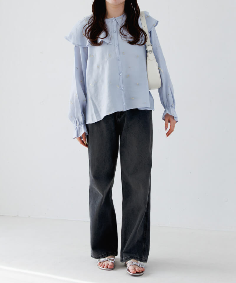 20%OFF】luminous embroidery blouse～ﾙﾐﾅｽｴﾝﾌﾞﾛｲﾀﾞﾘｰﾌﾞﾗｳｽ | flower 