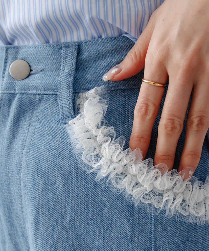 tetta レース柄トレースデニム lace denim pants～ﾚｰｽﾃﾞﾆﾑﾊﾟﾝﾂ | flower／フラワー公式通販