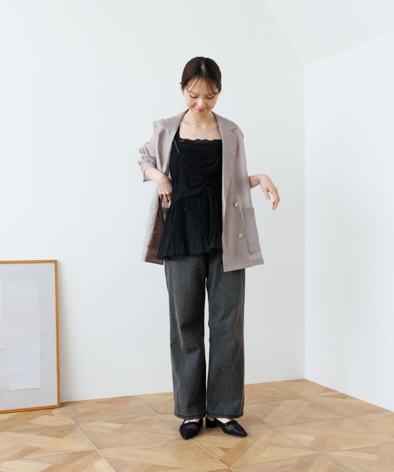 30%OFF】sheer tailored jacket～ｼｱｰﾃｰﾗｰﾄﾞｼﾞｬｹｯﾄ | flower／フラワー 