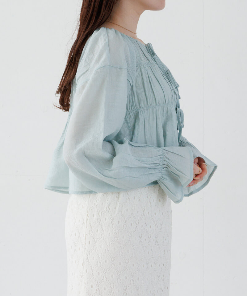 Amanda flower ribbon シャーリングトップス 新品♡ Amanda flower eimy ribbon シャーリングトップス 【公式通販】