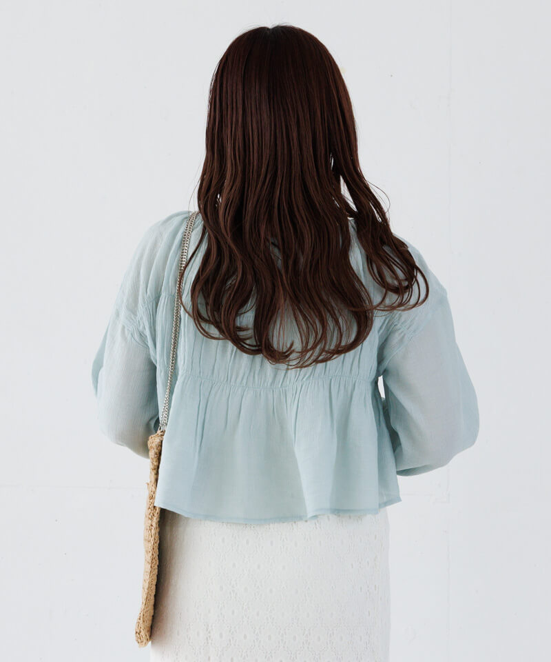 Amanda flower ribbon シャーリングトップス 新品♡ Amanda flower eimy ribbon シャーリングトップス 【公式通販】
