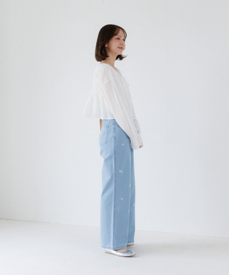 shirring ribbon blouse～ｼｬｰﾘﾝｸﾞﾘﾎﾞﾝﾌﾞﾗｳｽ | flower／フラワー公式通販