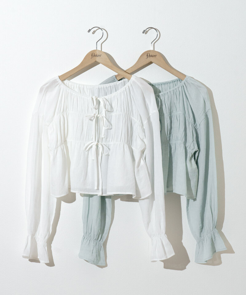 40%OFF】shirring ribbon blouse～ｼｬｰﾘﾝｸﾞﾘﾎﾞﾝﾌﾞﾗｳｽ | flower
