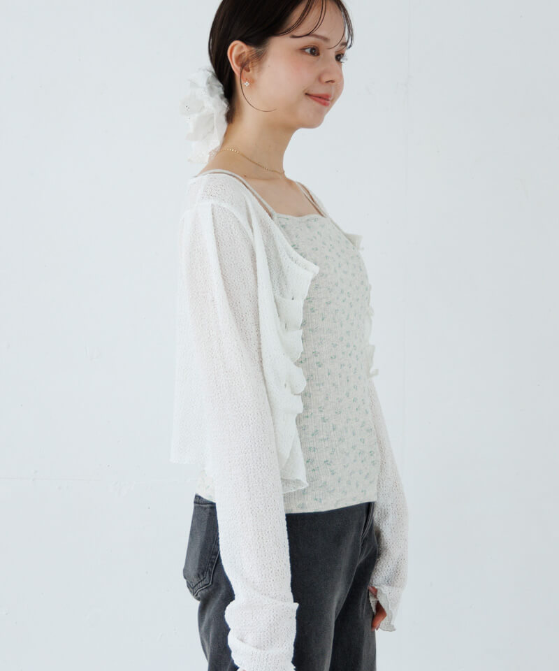 シャツ/ブラウス(長袖/七分) fiolily Flower Lace Gather Tops flower ブラウス シャツ ガーデンブルームブラウス レディース