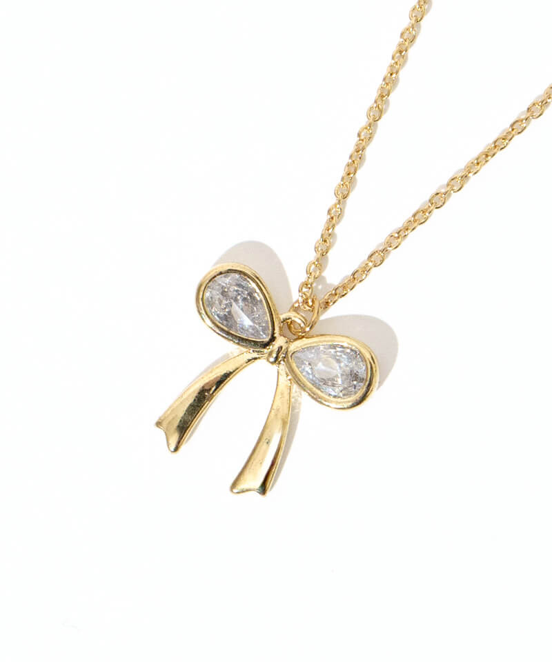 さとこ　crystal ribbon chain necklace crystal ribbon necklace～ｸﾘｽﾀﾙﾘﾎﾞﾝﾈｯｸﾚｽ | flower／フラワー公式通販