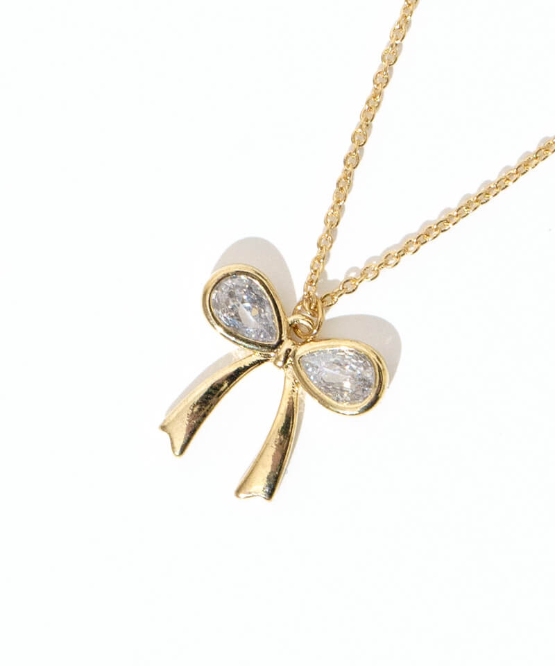 crystal ribbon necklace～ｸﾘｽﾀﾙﾘﾎﾞﾝﾈｯｸﾚｽ | flower／フラワー公式通販