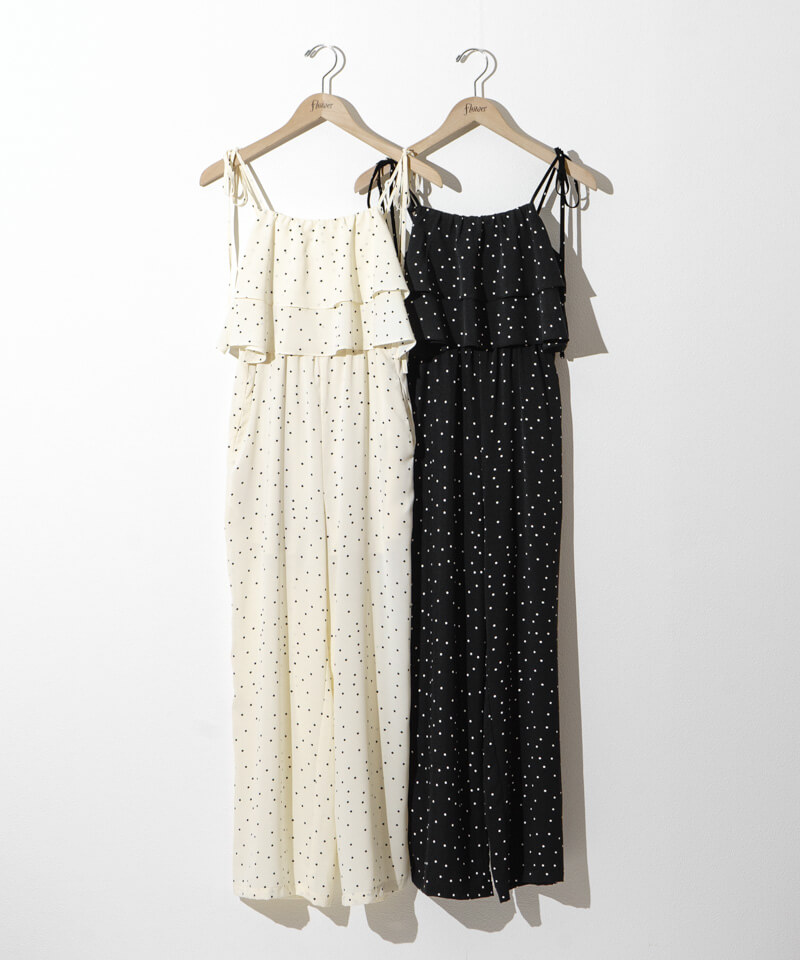 feminine dot rompers～ﾌｪﾐﾆﾝﾄﾞｯﾄﾛﾝﾊﾟｰｽ | flower／フラワー公式通販