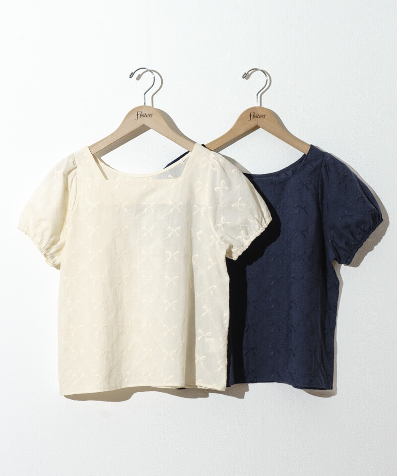 Cloth&Cross コットンリボンブラウス cotton ribbon blouse～ｺｯﾄﾝﾘﾎﾞﾝﾌﾞﾗｳｽ | flower／フラワー公式通販