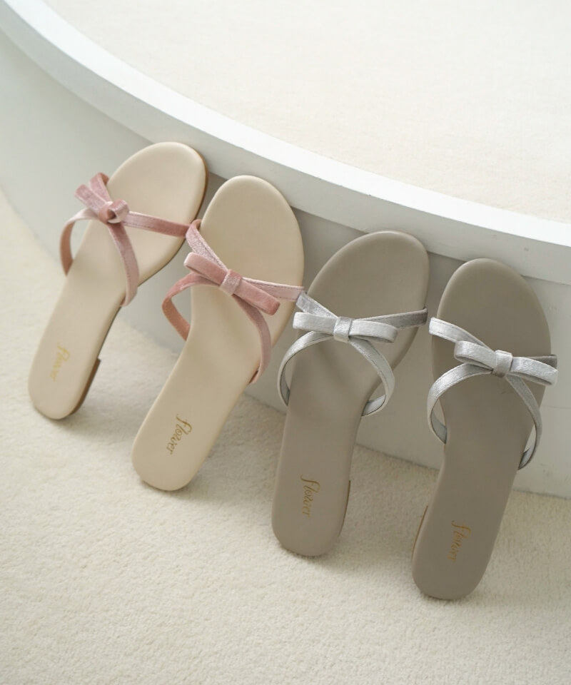 Bibiy ELLA RIBBON SANDALS リボン サンダル velour ribbon sandal～ﾍﾞﾛｱﾘﾎﾞﾝｻﾝﾀﾞﾙ | flower／フラワー公式通販