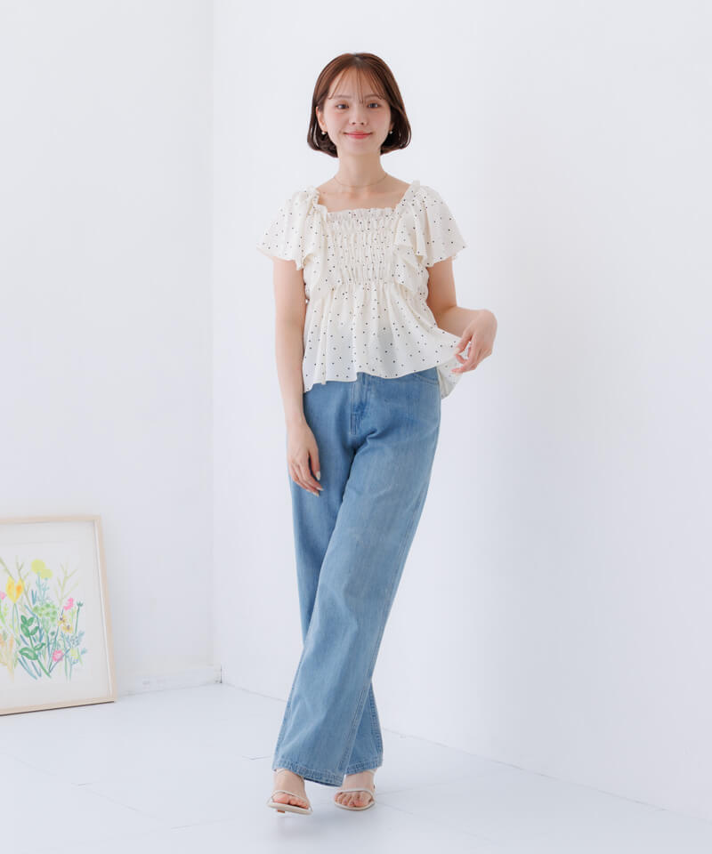 20%OFF】dot sheer papillon blouse～ﾄﾞｯﾄｼｱｰﾊﾟﾋﾟﾖﾝﾌﾞﾗｳｽ | flower