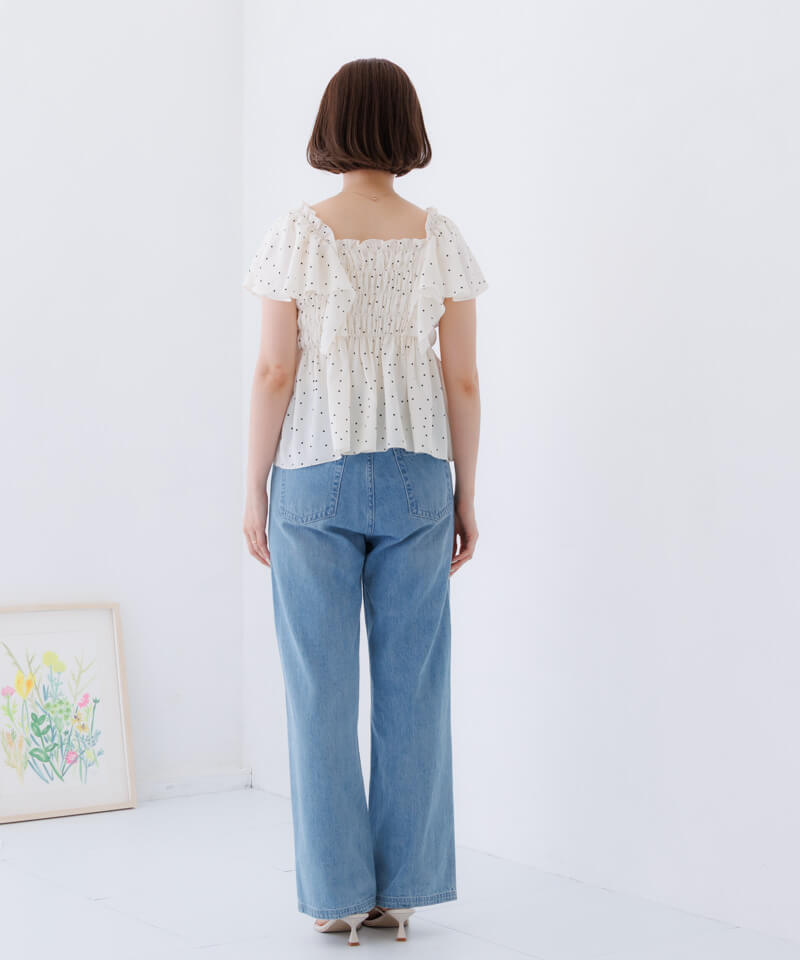 20%OFF】dot sheer papillon blouse～ﾄﾞｯﾄｼｱｰﾊﾟﾋﾟﾖﾝﾌﾞﾗｳｽ | flower