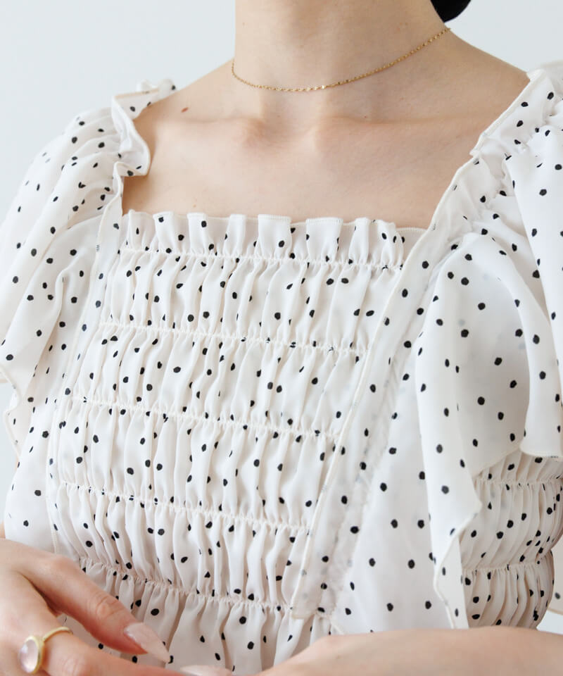 dot sheer papillon blouse～ﾄﾞｯﾄｼｱｰﾊﾟﾋﾟﾖﾝﾌﾞﾗｳｽ | flower／フラワー