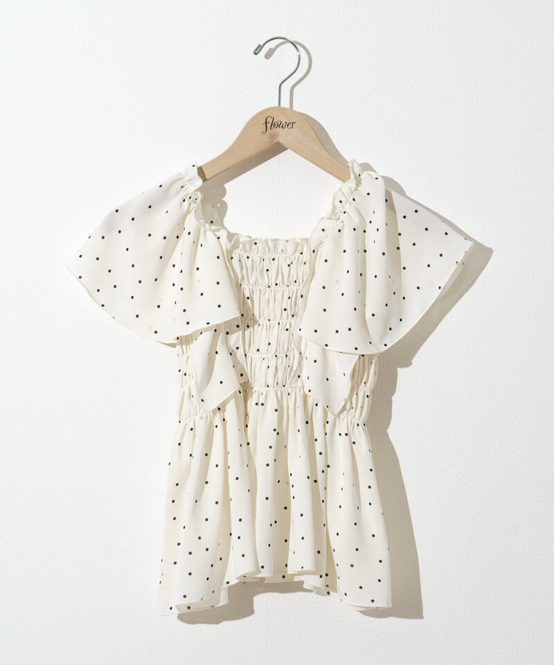 20%OFF】dot sheer papillon blouse～ﾄﾞｯﾄｼｱｰﾊﾟﾋﾟﾖﾝﾌﾞﾗｳｽ | flower