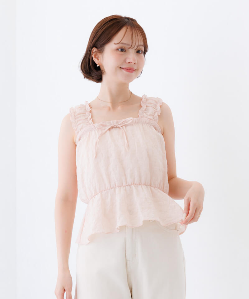 20%OFF】shirring frill bustier～ｼｬｰﾘﾝｸﾞﾌﾘﾙﾋﾞｽﾁｪ | flower／フラワー