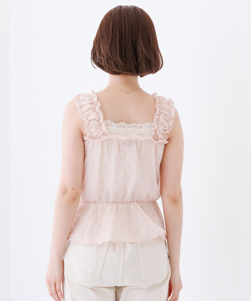 20%OFF】shirring frill bustier～ｼｬｰﾘﾝｸﾞﾌﾘﾙﾋﾞｽﾁｪ | flower／フラワー