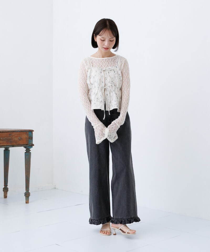 20%OFF】blossom jacquard top～ﾌﾞﾛｯｻﾑｼﾞｬｶﾞｰﾄﾞﾄｯﾌﾟ | flower