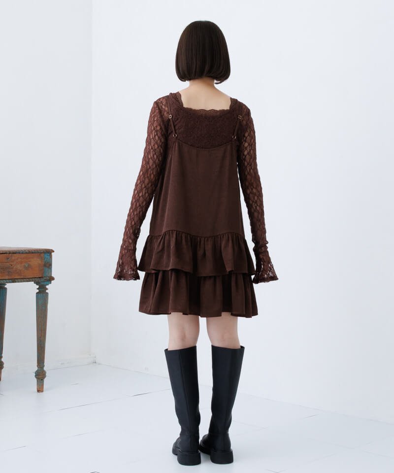 tiered satin onepiece～ﾃｨｱｰﾄﾞｻﾃﾝﾜﾝﾋﾟｰｽ | flower／フラワー公式通販