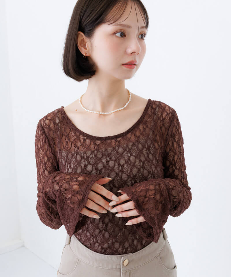 sheer flower top2 シアーフラワートップ2 着用イメージ1