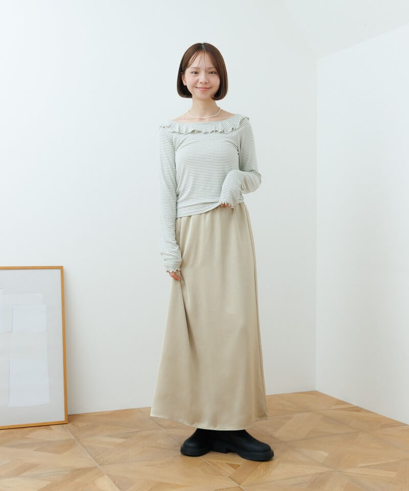 satin flare skirt～ｻﾃﾝﾌﾚｱｽｶｰﾄ | flower／フラワー公式通販