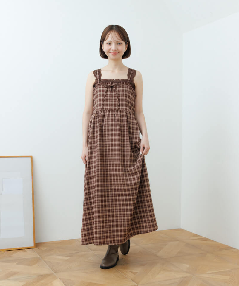 ribbon check onepiece～ﾘﾎﾞﾝﾁｪｯｸﾜﾝﾋﾟｰｽ | flower／フラワー公式通販