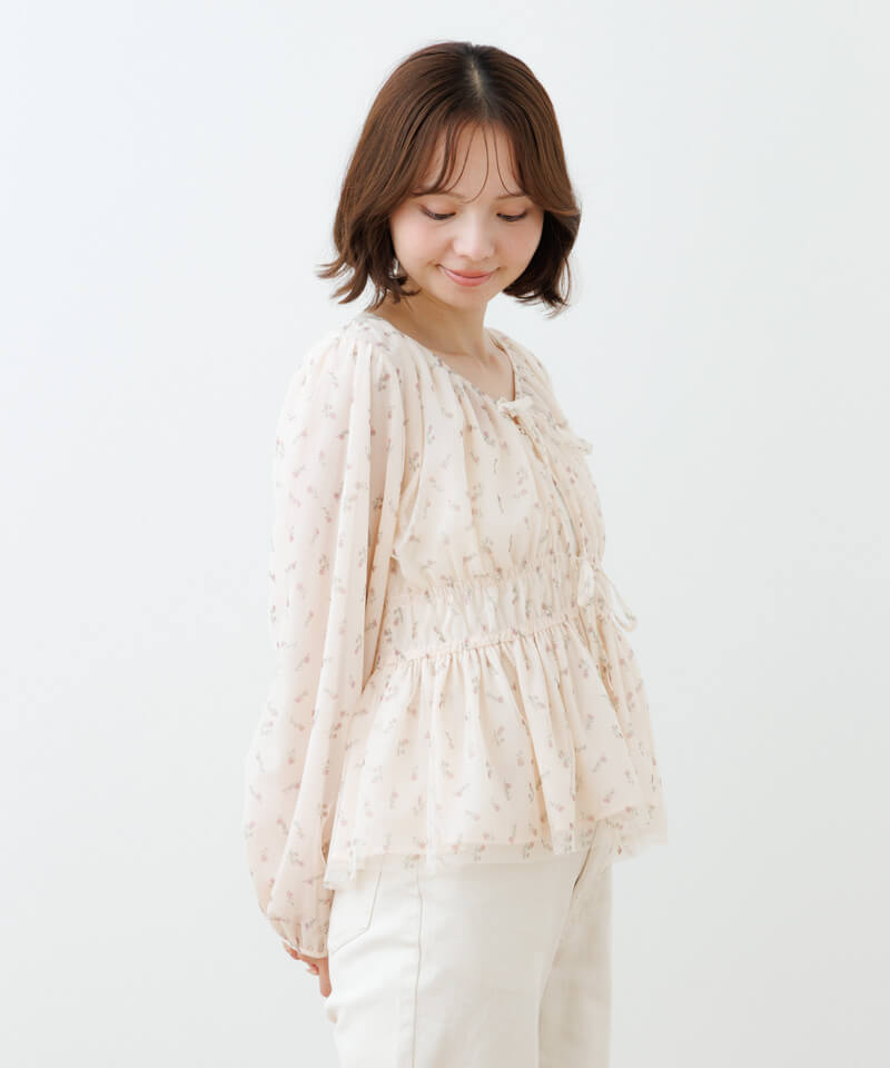 新品ORGUGFlower tulle blouse チュールブラウス ホワイト bloom tulle blouse～ﾌﾞﾙｰﾑﾁｭｰﾙﾌﾞﾗｳｽ | flower／フラワー公式通販