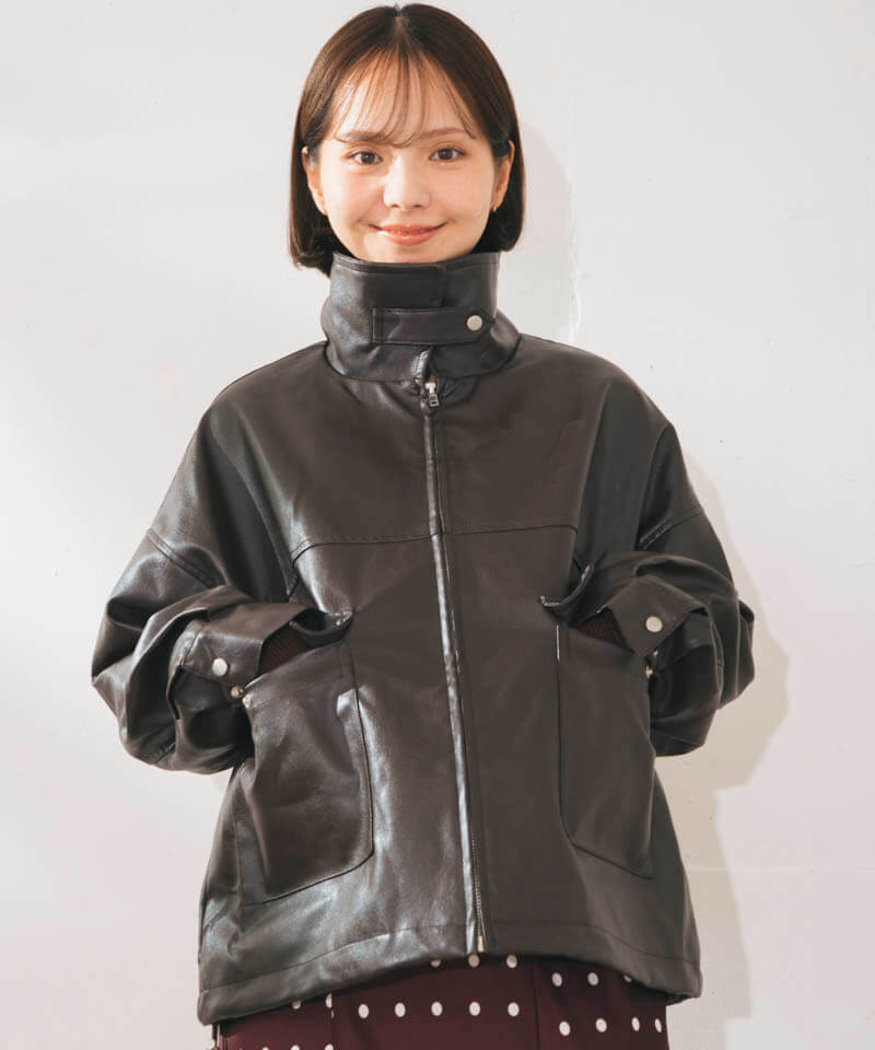 leather like jacket コーディネートイメージ