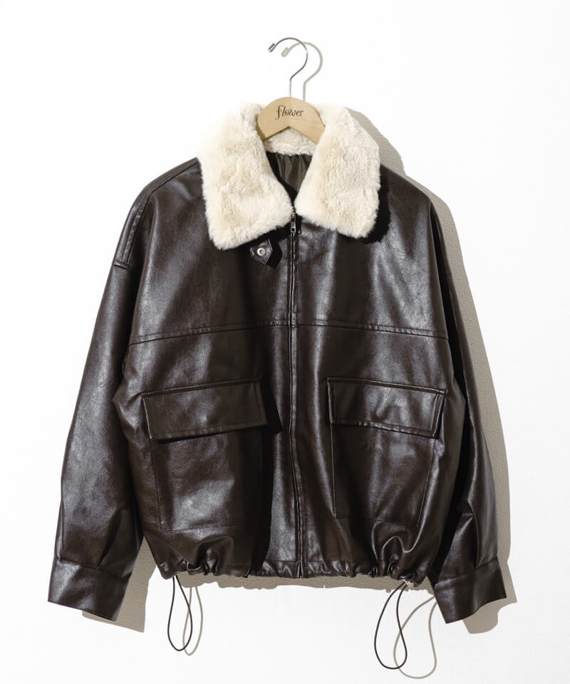 leather like jacket ディテール