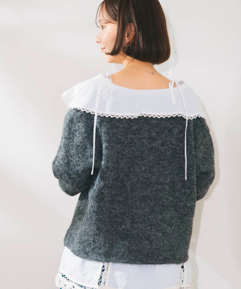 pearl fluffy cardigan コーディネート