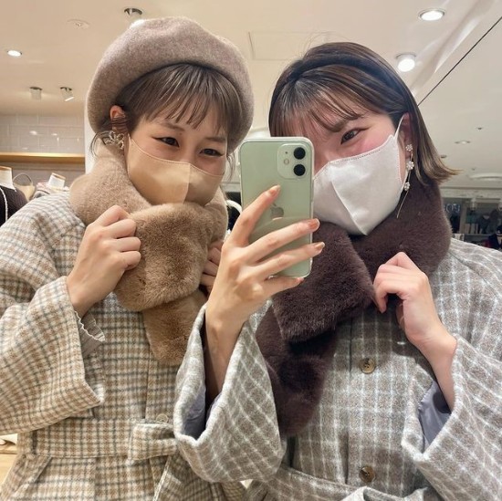 マフラー・ストール TATIANA Snug checked muffler MF8108 beige 5006508964 マフラー・ストール TATIANA Snug Checked Wool Blended Muffler