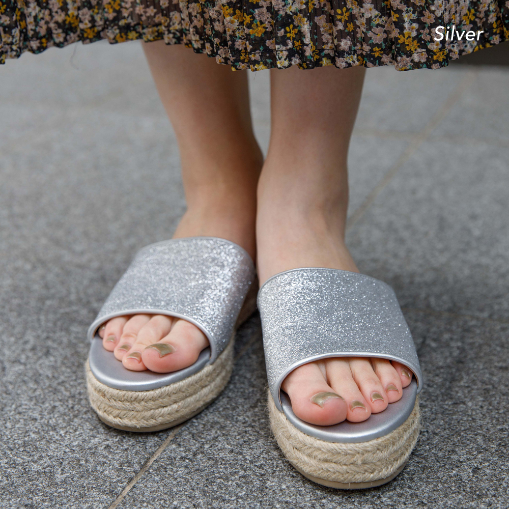 OUTLET】glitter jute sandal ～ｸﾞﾘｯﾀｰｼﾞｭｰﾄｻﾝﾀﾞﾙ | flower／フラワー