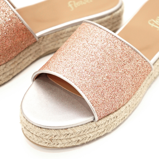 OUTLET】glitter jute sandal ～ｸﾞﾘｯﾀｰｼﾞｭｰﾄｻﾝﾀﾞﾙ | flower／フラワー