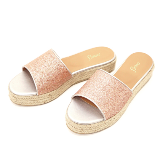 OUTLET】glitter jute sandal ～ｸﾞﾘｯﾀｰｼﾞｭｰﾄｻﾝﾀﾞﾙ | flower／フラワー